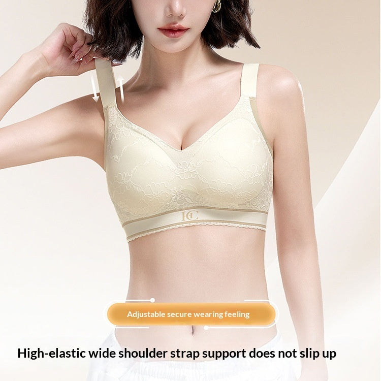 Fixed Shoulder Strap Lace Lingerie Bra