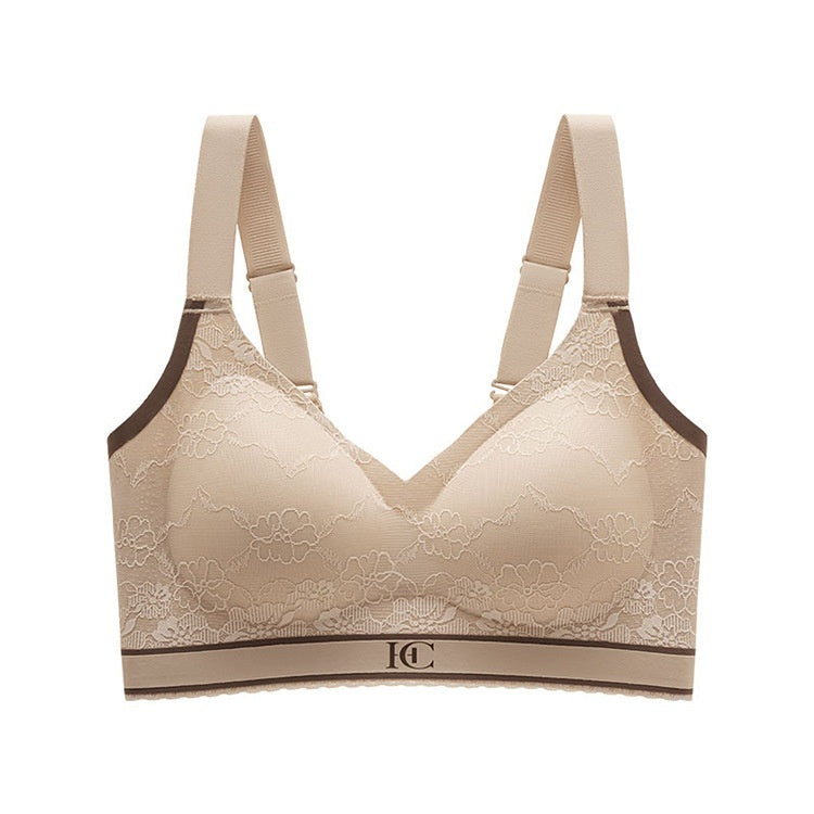 Fixed Shoulder Strap Lace Lingerie Bra