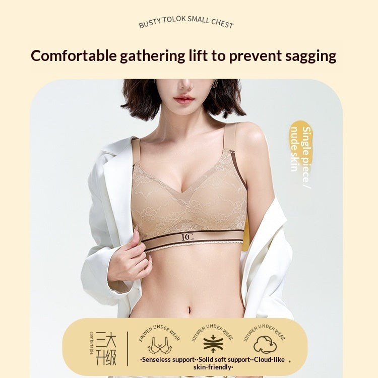 Fixed Shoulder Strap Lace Lingerie Bra