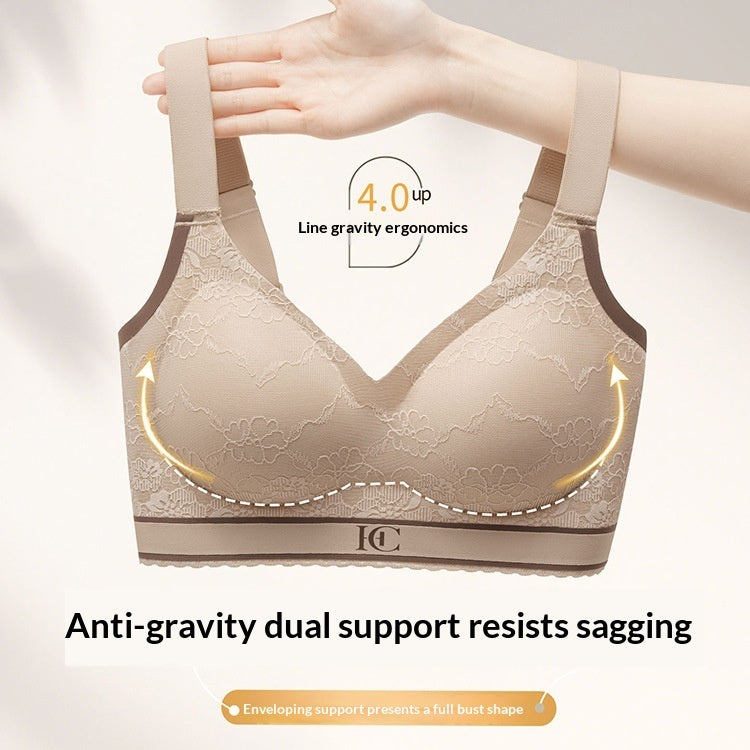 Fixed Shoulder Strap Lace Lingerie Bra