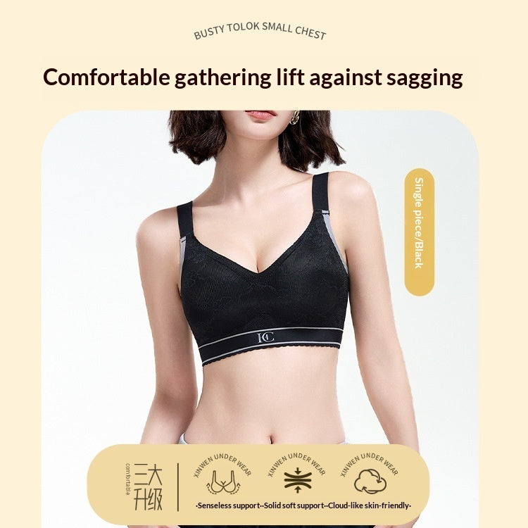 Fixed Shoulder Strap Lace Lingerie Bra