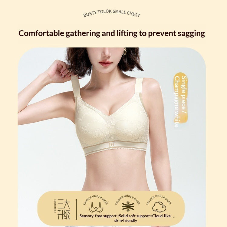 Fixed Shoulder Strap Lace Lingerie Bra